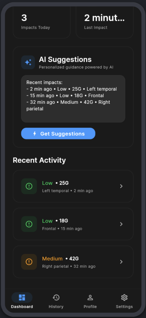 Impact history tracking with detailed event logs